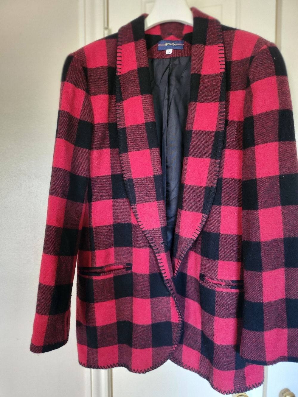 Pendleton Red and Black Buffalo-Check Wool Blazer